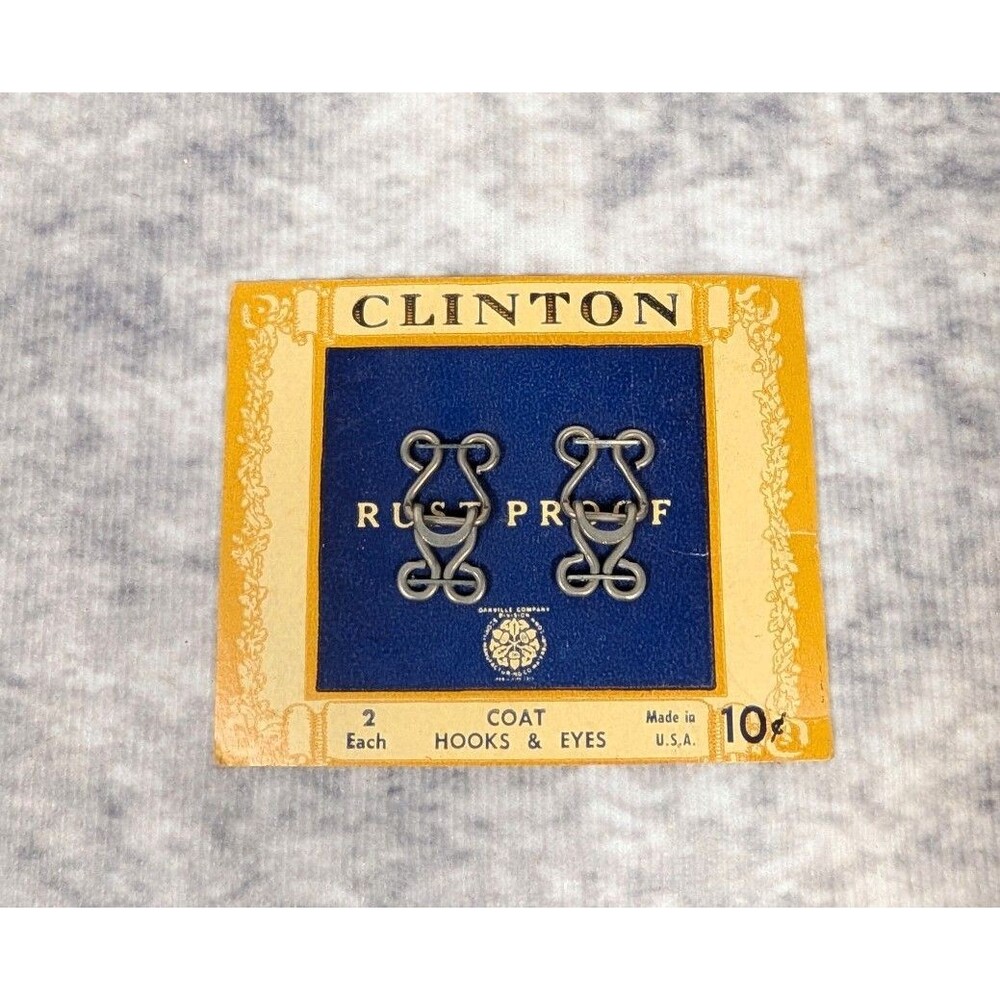 Vintage 1950s Clinton Rust Proof Coat Hook And Eyes (2 Pack)